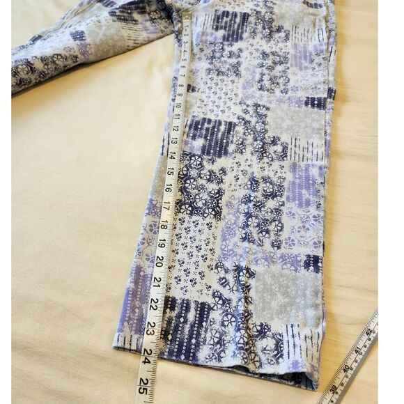 Kenzie Patchwork Print Jeans size 10 Purple Boho Cottage Straight Leg High Rise - Picture 7 of 9